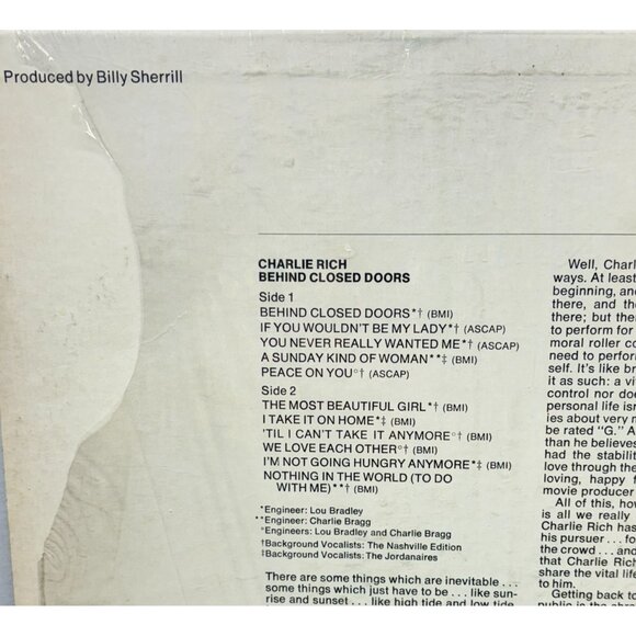 Charlie Rich Behind Closed Doors Country Vinyl LP Epic In Shrink - Picture 6 of 6